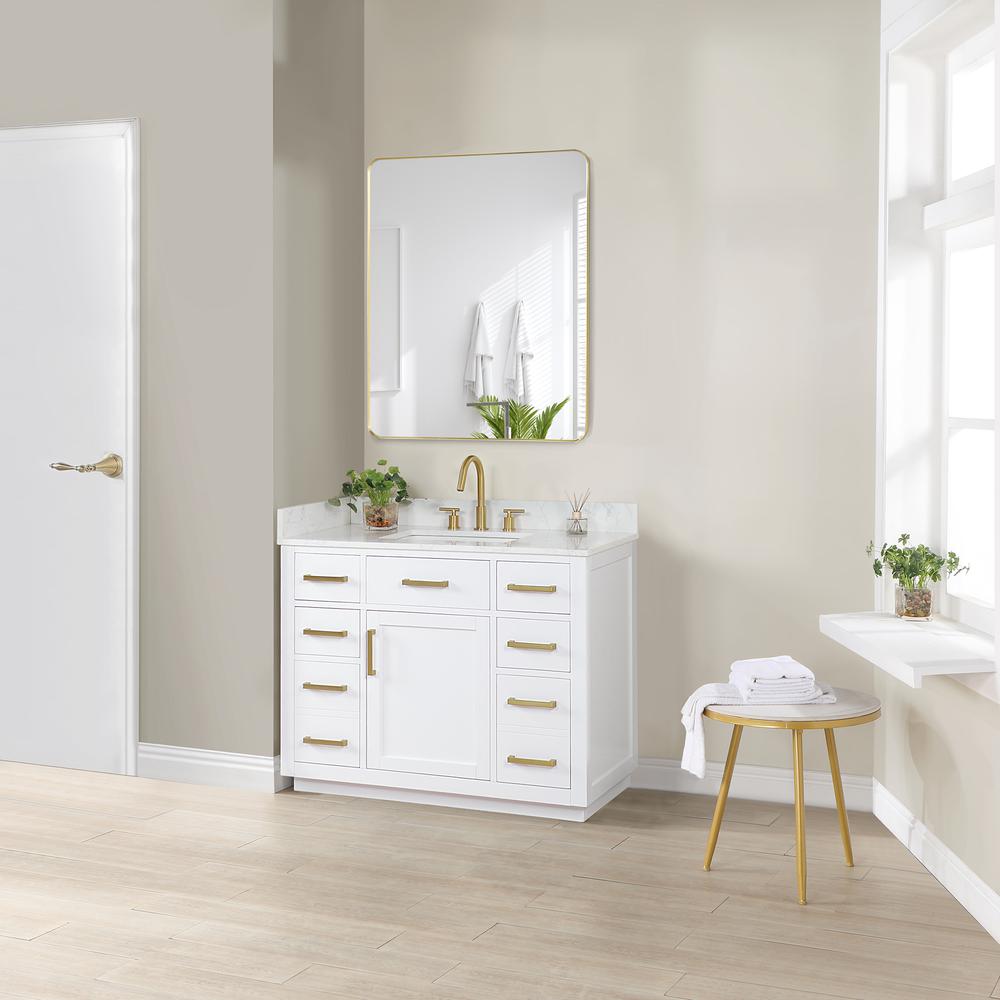 42" Single Bathroom Vanity in White with Mirror. Picture 5