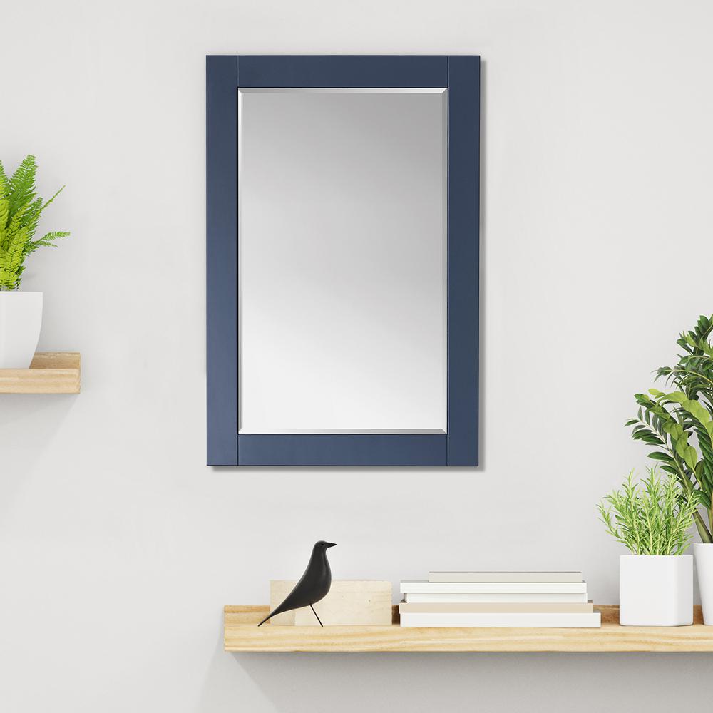 24" Rectangular Bathroom Wood Framed Wall Mirror in Royal Blue. Picture 3