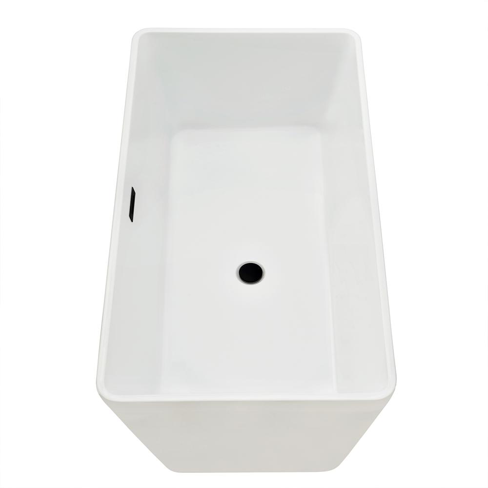 Regina 51" x 28" Flatbottom Freestanding Acrylic Soaking Bathtub in Glossy White. Picture 4