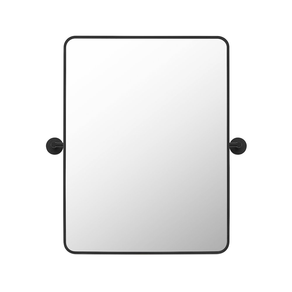 24x32'' Aluminum Framed in Matte Black Modern Bathroom Pivot Wall Mirror. Picture 2