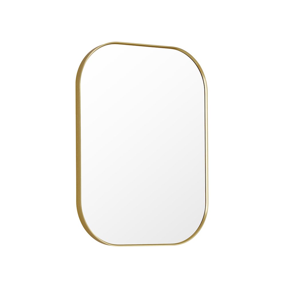 24x32" Rectangular Aluminum Framed in Brushed Gold Modern Bathroom Wall Mirror. Picture 1
