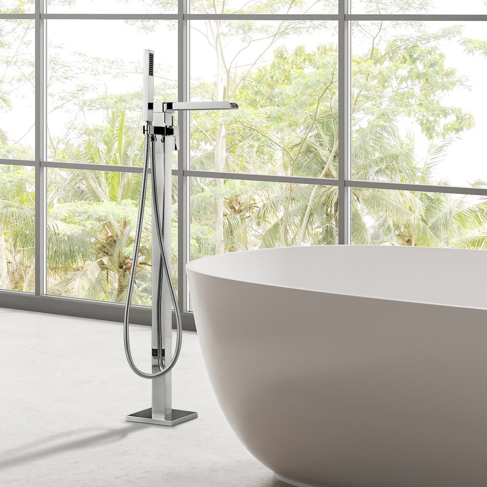 Single Lever Handle Freestanding Floor Mounted Tub Filler. Picture 5