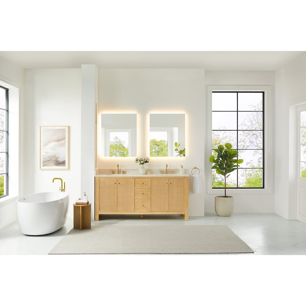 Cedar 72" Double Bathroom Vanity in Natural Wood. Picture 15
