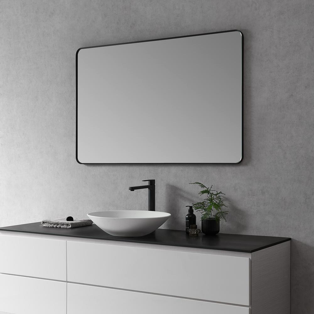 Nettuno 48" Rectangle Bathroom/Vanity Matt Black Aluminum Framed Wall Mirror. Picture 7