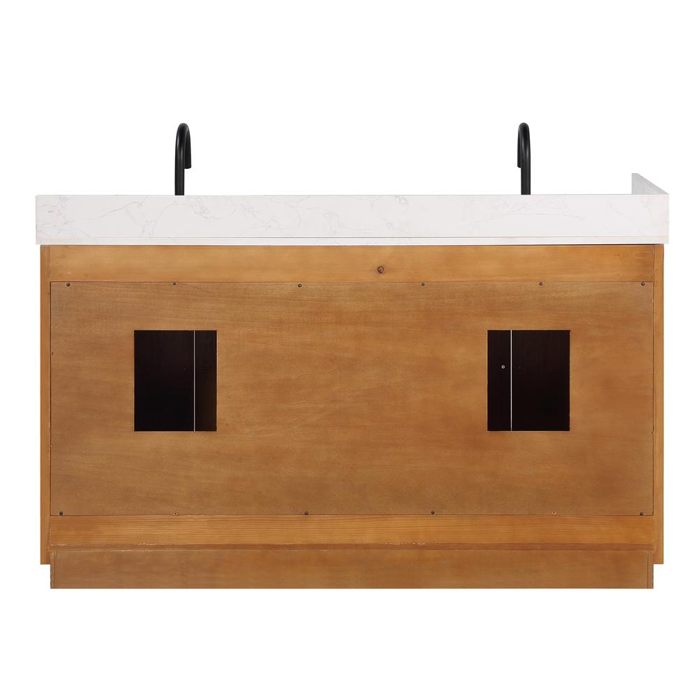 60" Double Bathroom Vanity in Light Brown without Mirror. Picture 2