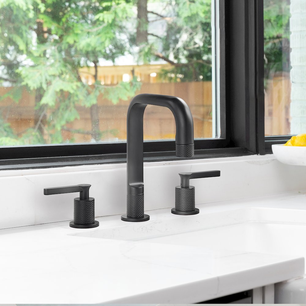 8. in Widespread 2-Handle Bathroom Faucet in Matte Black. Picture 6