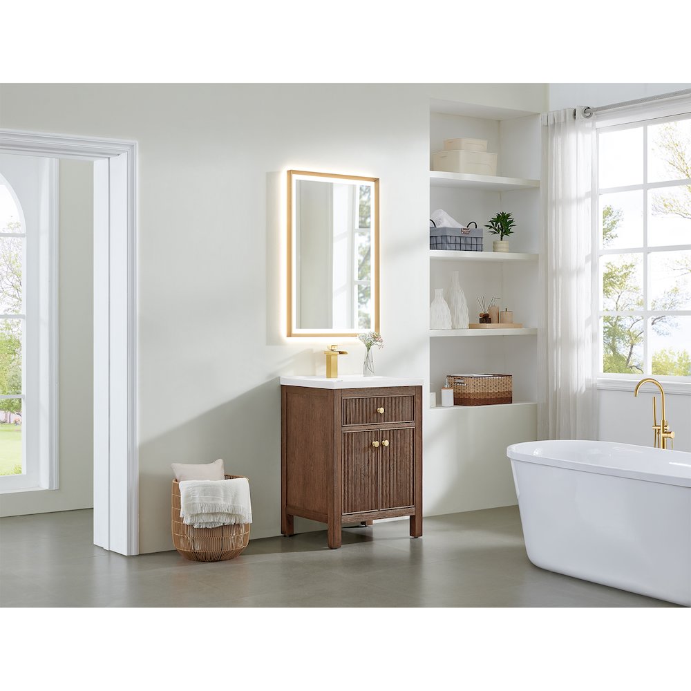 Cerrito 24" Single Bathroom Vanity in Brown Brushed Oak. Picture 16
