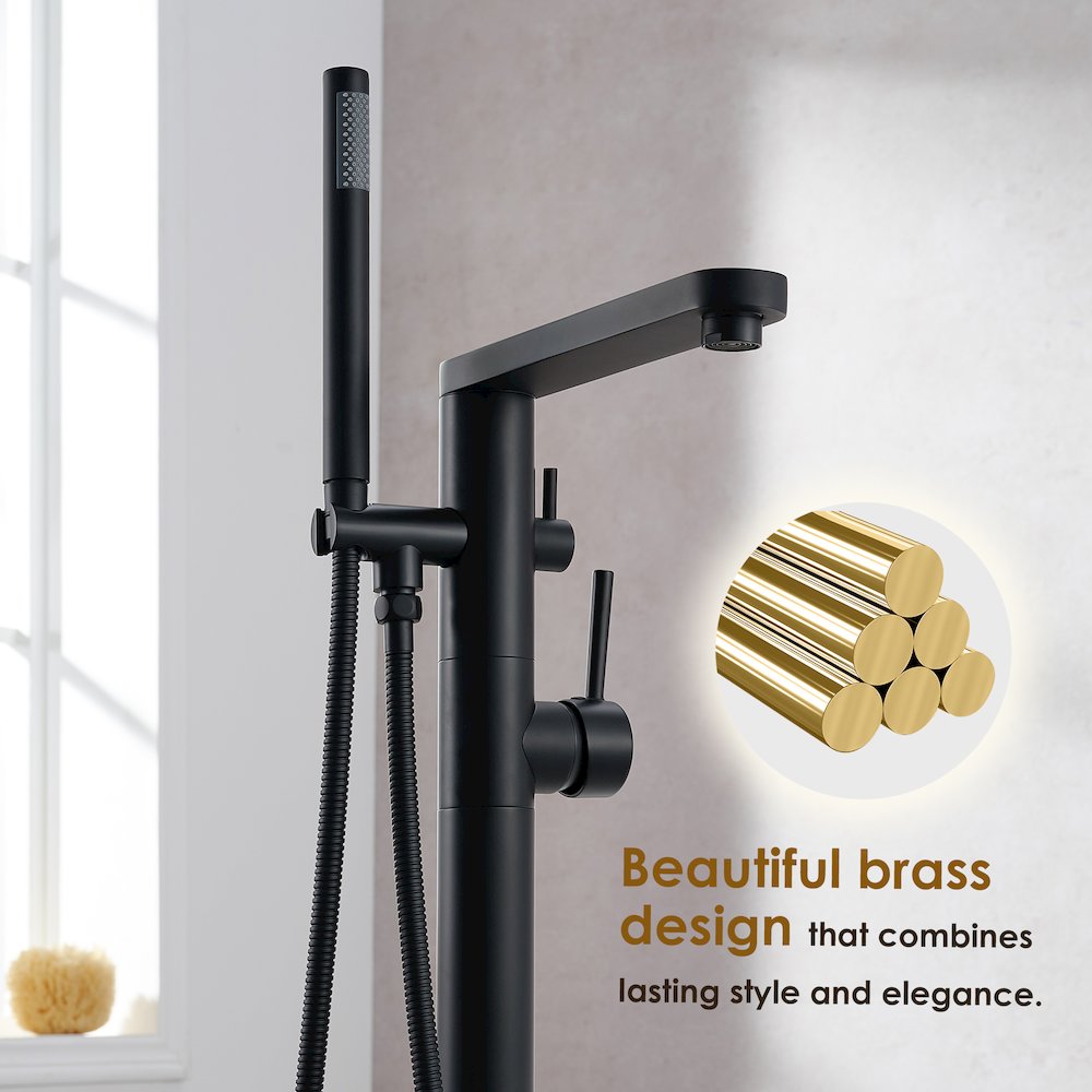 Double Lever Handles Freestanding Floor Mounted Tub Filler. Picture 8