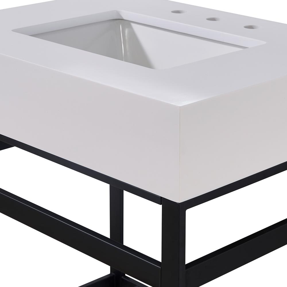 30. in Composite Stone Vanity Top in Snow White Apron with White Sink. Picture 5