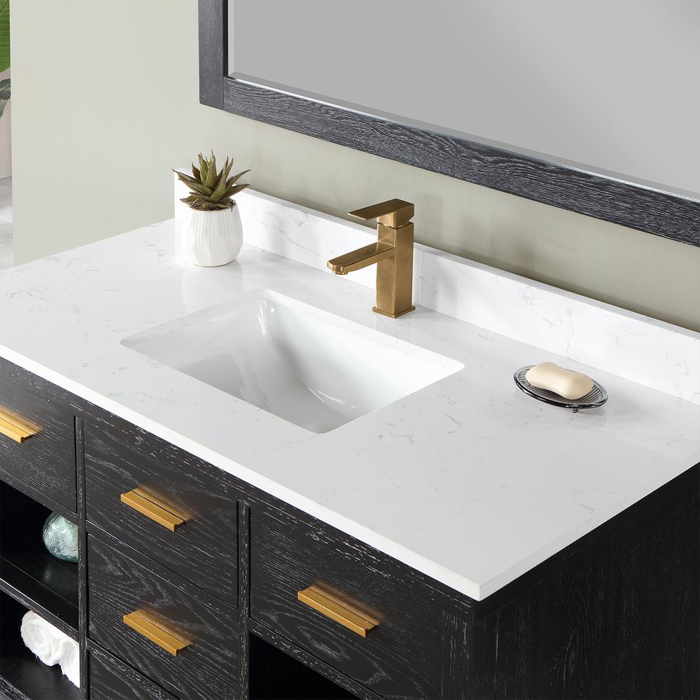 48" Single Bathroom Vanity Set in Black Oak with Mirror. Picture 7
