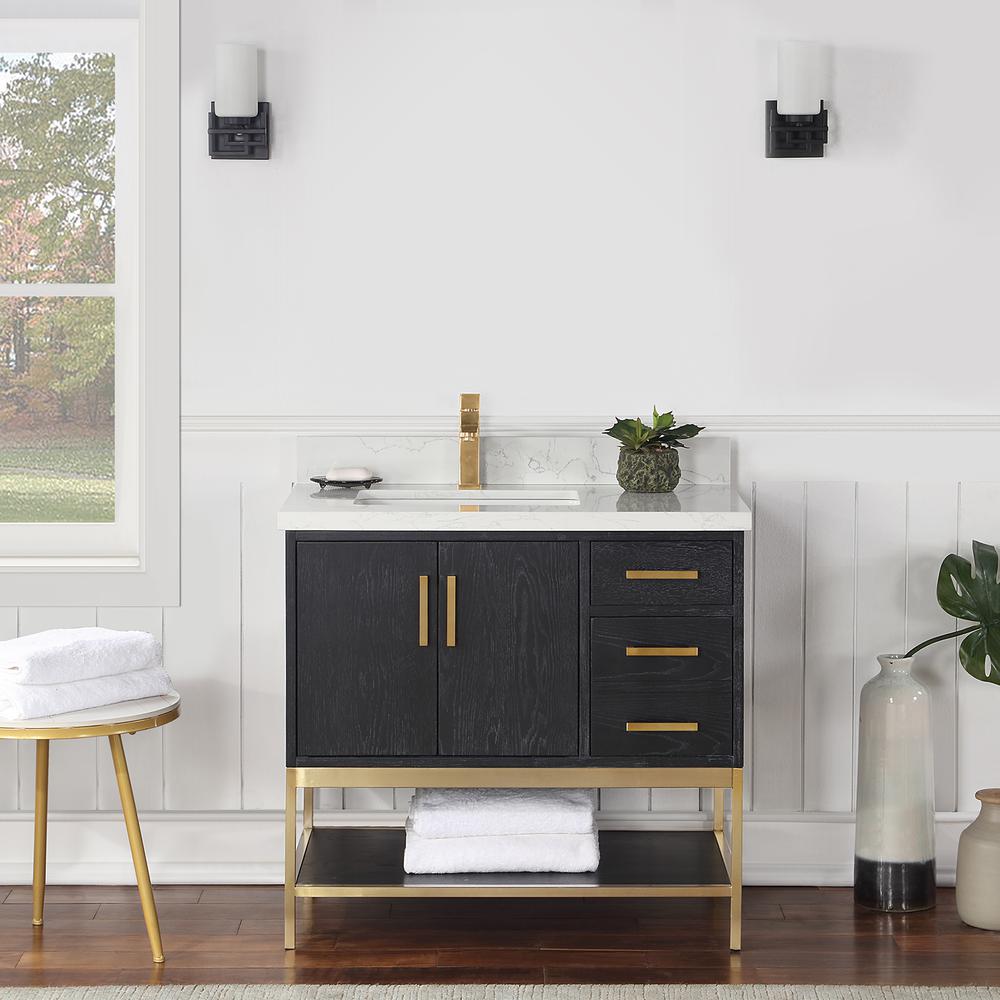 36" Single Bathroom Vanity Set in Black Oak without Mirror. Picture 4