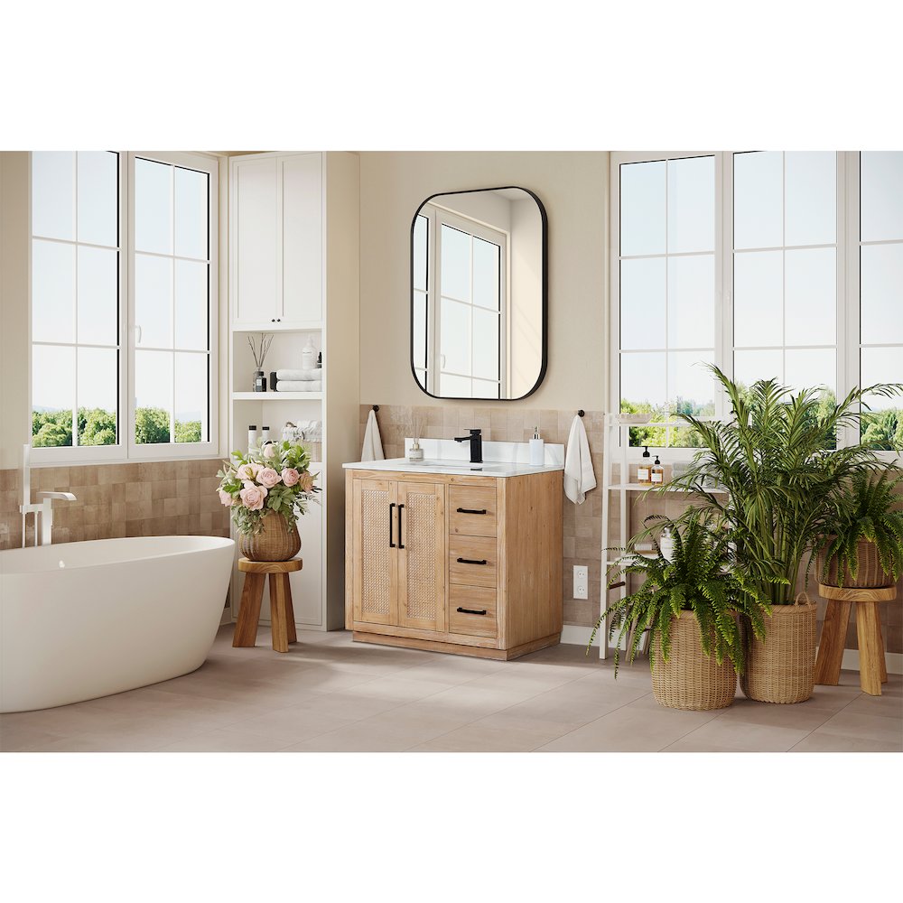 36x30" Rectangular Aluminum Framed in Matte Black Modern Bathroom Wall Mirror. Picture 15