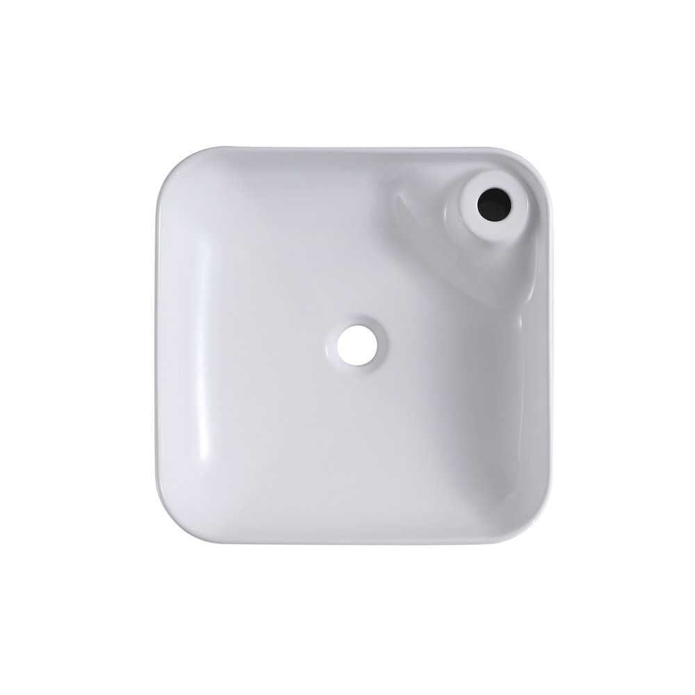 Leonis 17 in. Square White Finish Ceramic Vessel Bathroom Vanity Sink. Picture 4