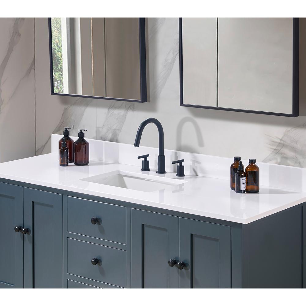 61. in Composite Stone Vanity Top in Snow White with Single White Sink. Picture 7