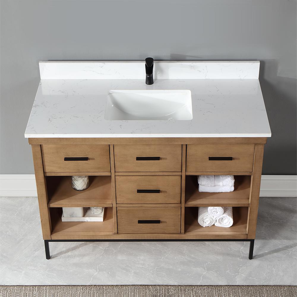 48" Single Bathroom Vanity Set in Brown Pine without Mirror. Picture 6