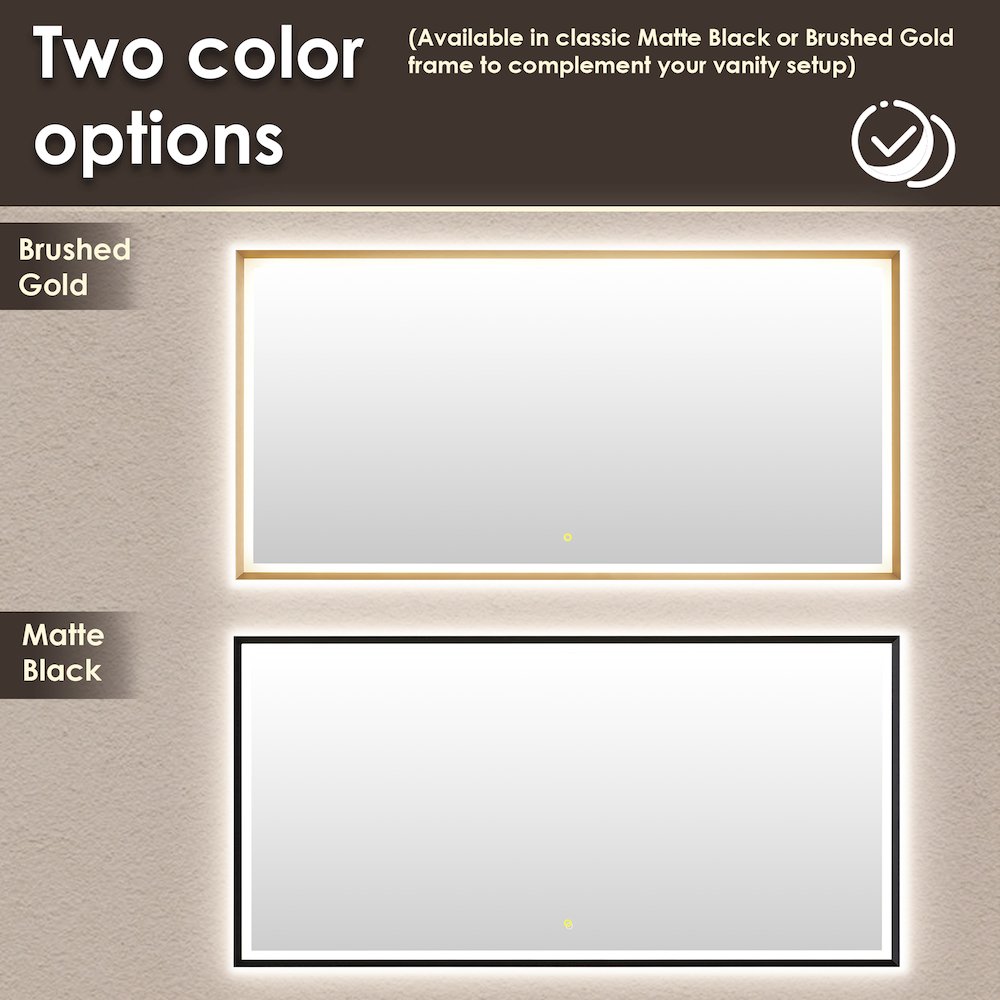 72"x36" Rectangular Wall Mirror in Matte Black Aluminum Framed. Picture 19