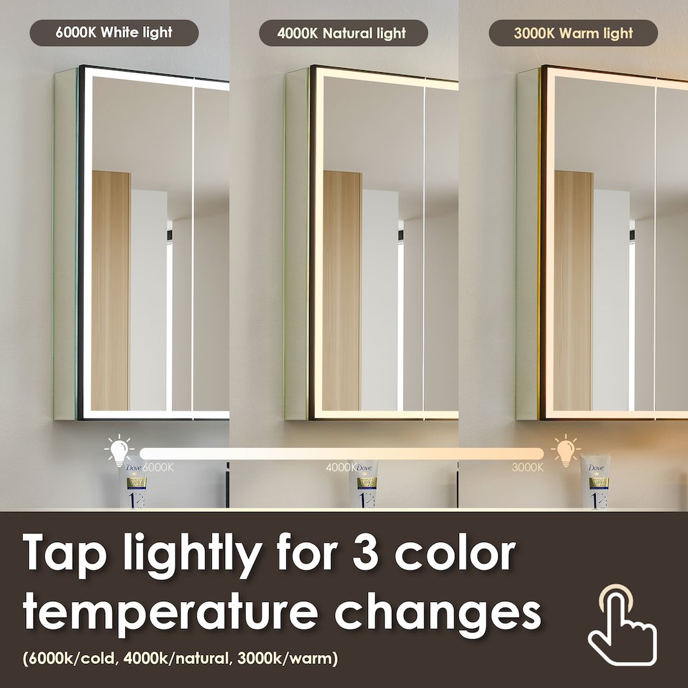 48"x32" Rectangular Bathroom Black Aluminum Mirror Medicine Cabinet. Picture 10