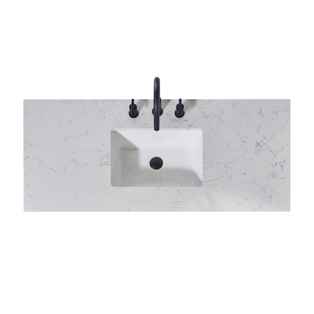48. in Composite Stone Vanity Top in Aosta White Apron with White Sink. Picture 1