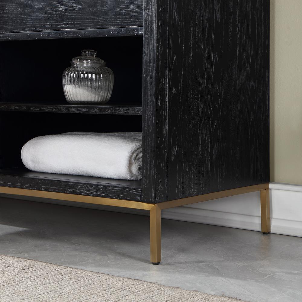 72" Double Bathroom Vanity Set in Black Oak with Mirror. Picture 9