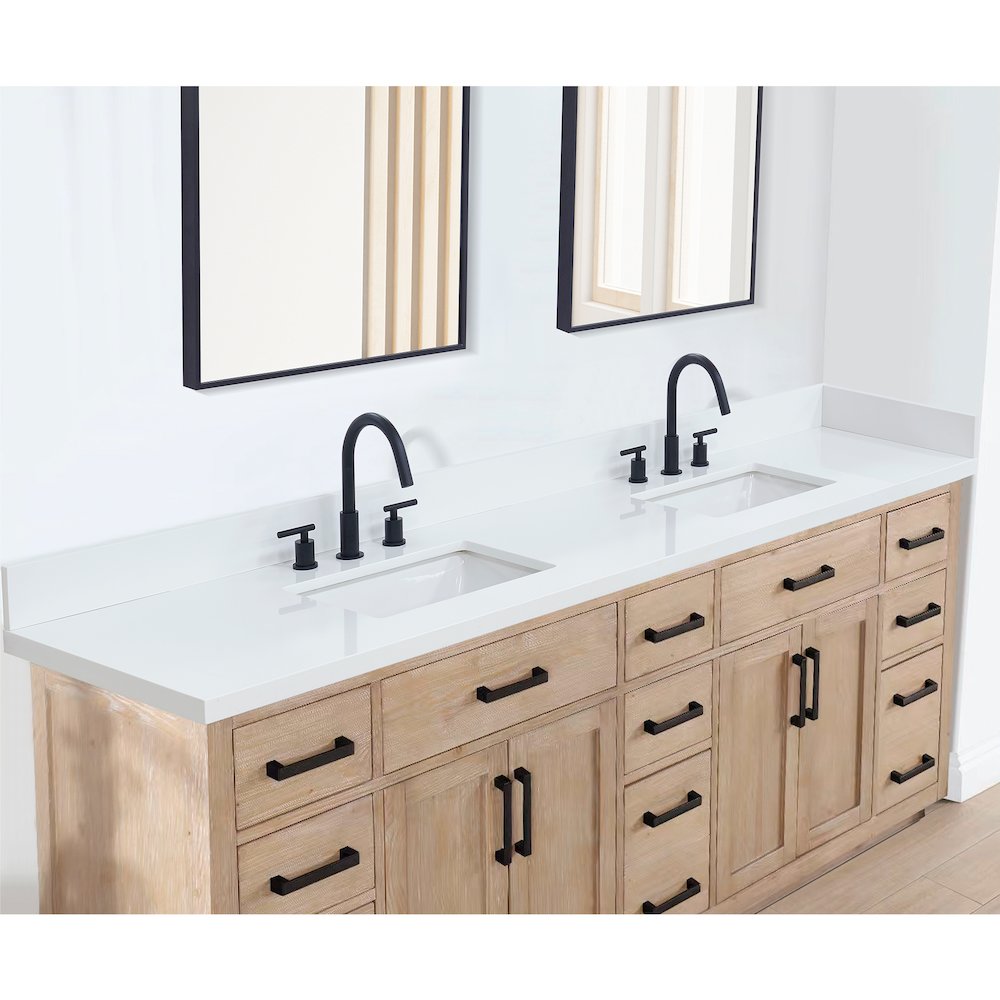 Caorle 84. in Engineered Stone Vanity Top in Snow White with White Sink. Picture 10
