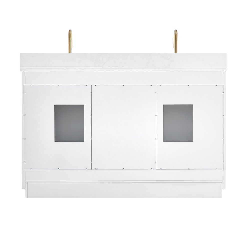 54" Double Bathroom Vanity in White with Grain White. Picture 11