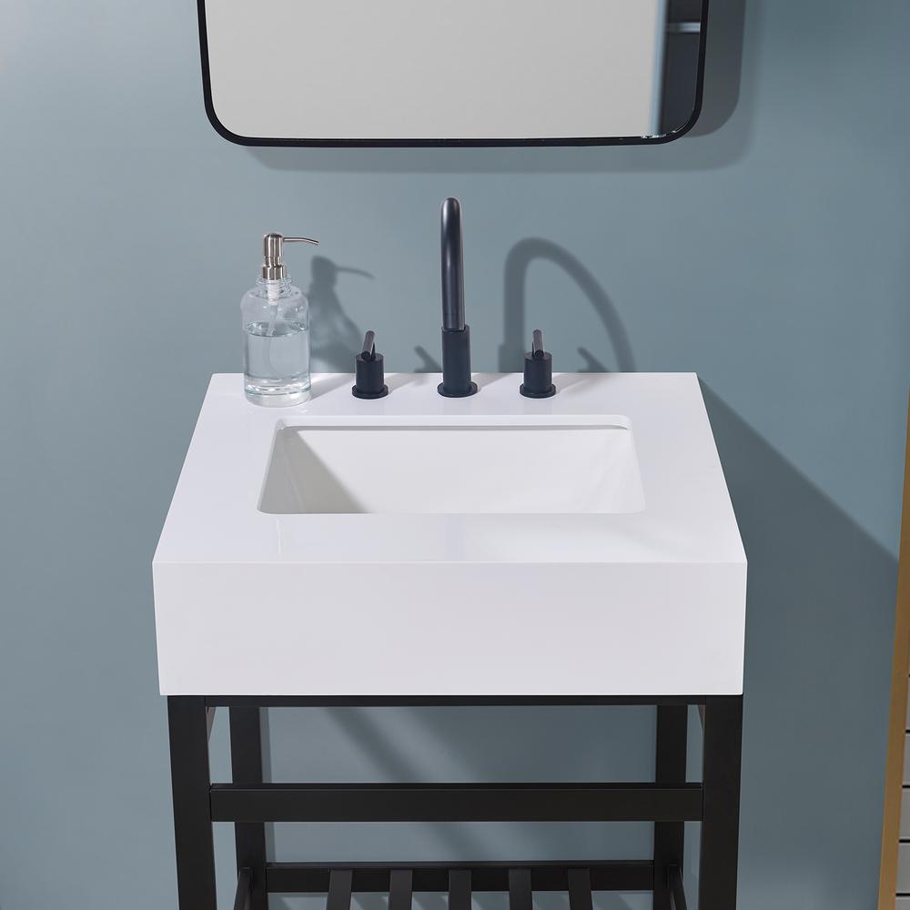 24. in Composite Stone Vanity Top in Snow White Apron with White Sink. Picture 7
