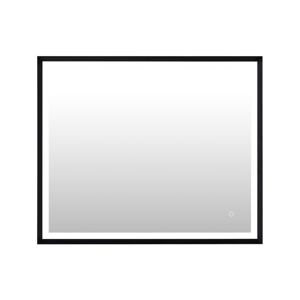 36"x30" Rectangular Wall Mirror in Matte Black Aluminum Framed. Picture 1