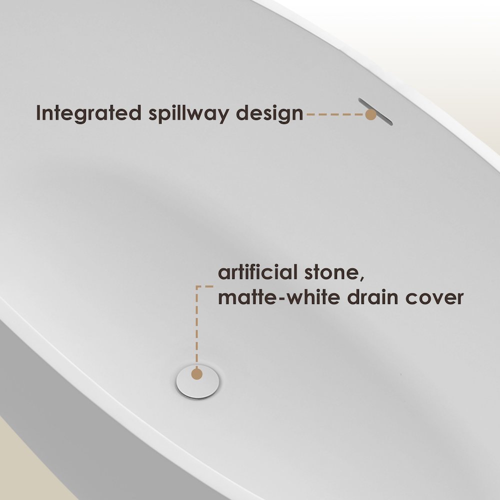 55" x 30" Solid Surface Soaking Bathtub and Integrated Overflow. Picture 18