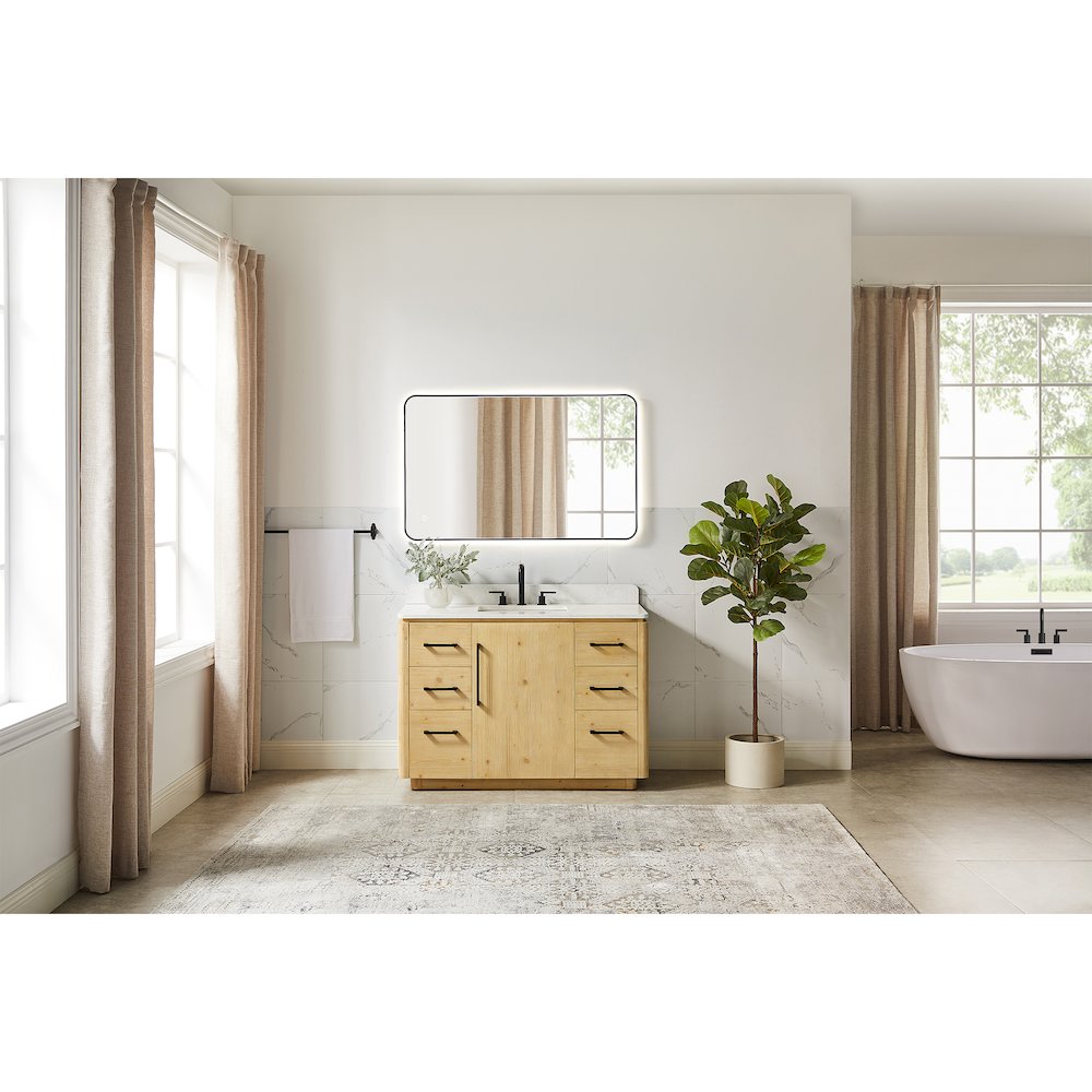 48" Single Bathroom Vanity in Nature Brown with Grain White. Picture 14