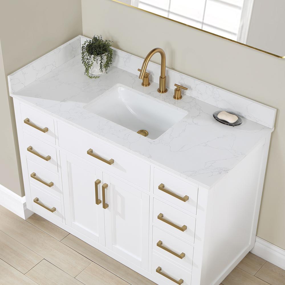 48" Single Bathroom Vanity in White with Mirror. Picture 5