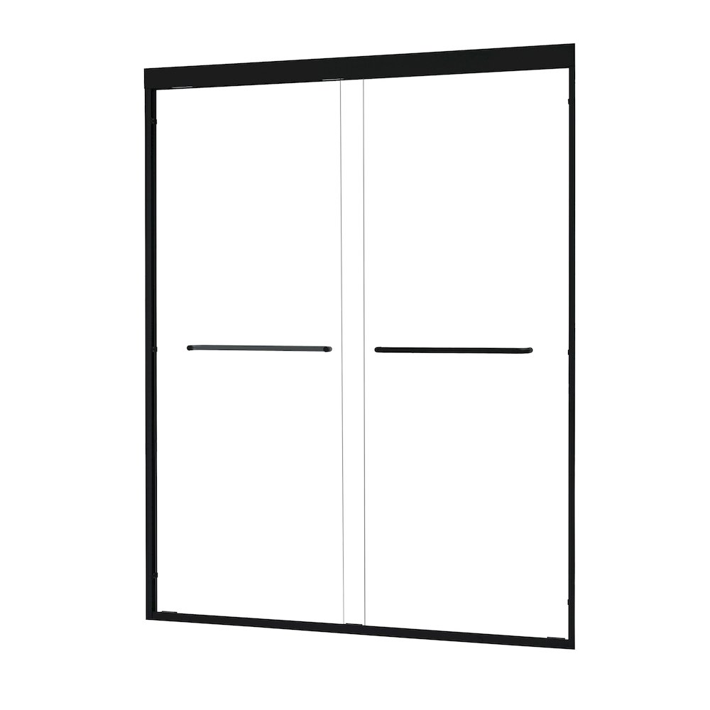 Framed Shower Door in Matte Black with Clear Glass. Picture 3