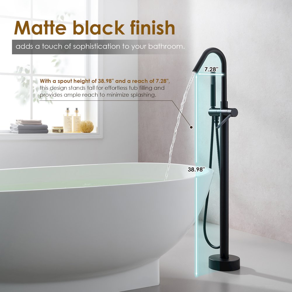 Single Lever Handle Freestanding Floor Mounted Tub Filler. Picture 10