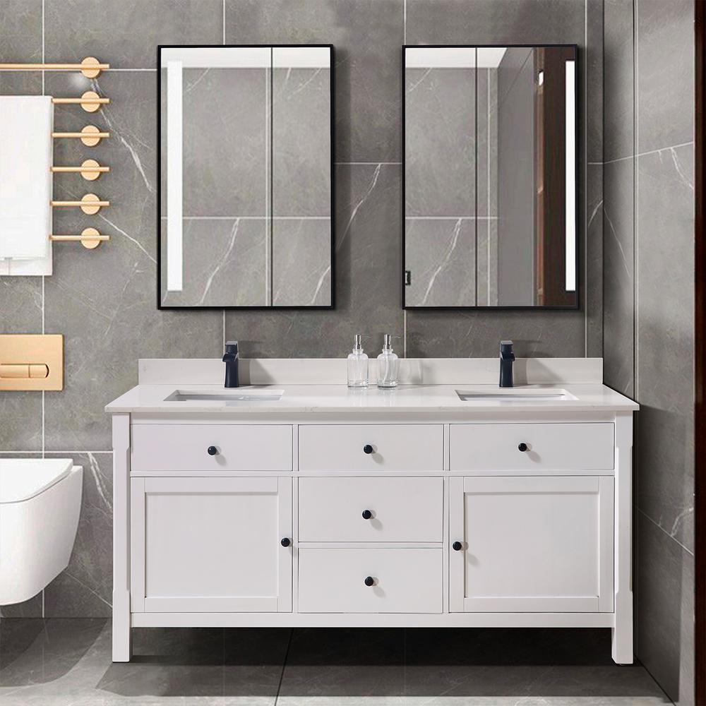 73 in. Composite Stone Vanity Top in Milano White with White Sink. Picture 7