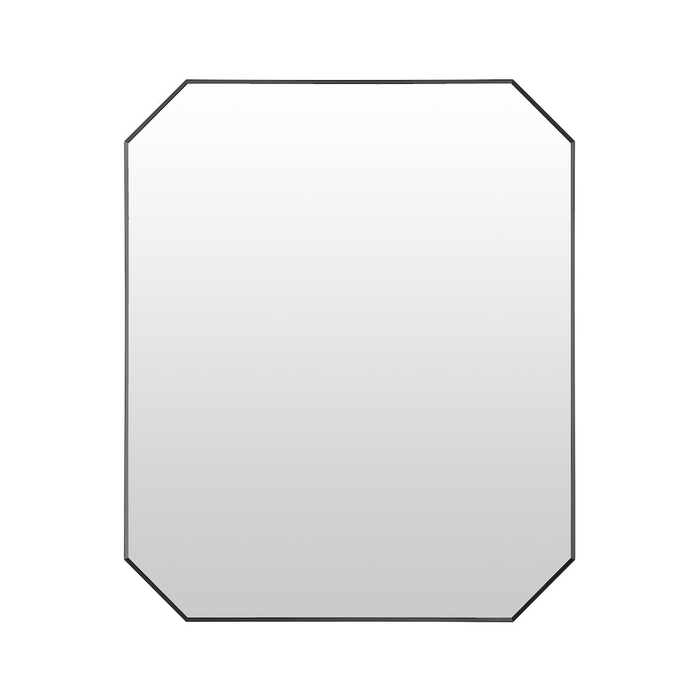 36"x30" Octagon Aluminum Framed in Matte Black Modern Bathroom Wall Mirror. Picture 2