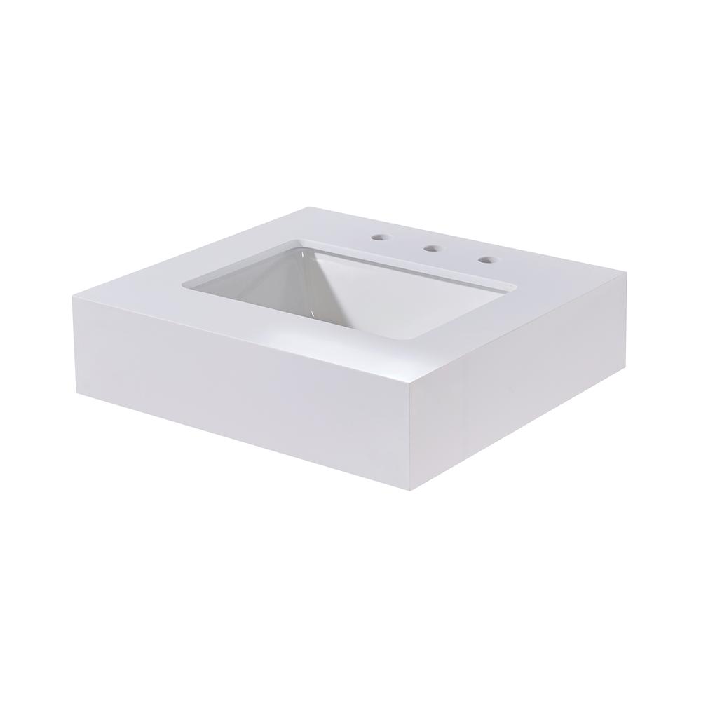 24. in Composite Stone Vanity Top in Snow White Apron with White Sink. Picture 3