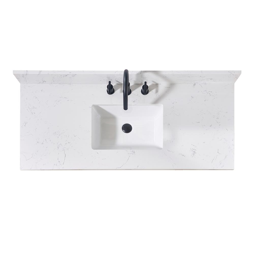 49. in Composite Stone Vanity Top in Aosta White with White Sink. Picture 1