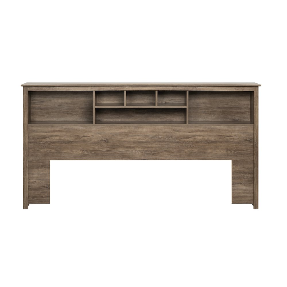 King Bookcase Headboard, Drifted Gray. Picture 1