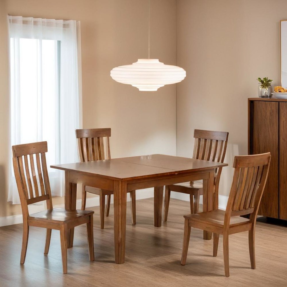 Elegant Brown Solid Wood Dining Chairs Set of 2 with Slatback Design. Picture 5