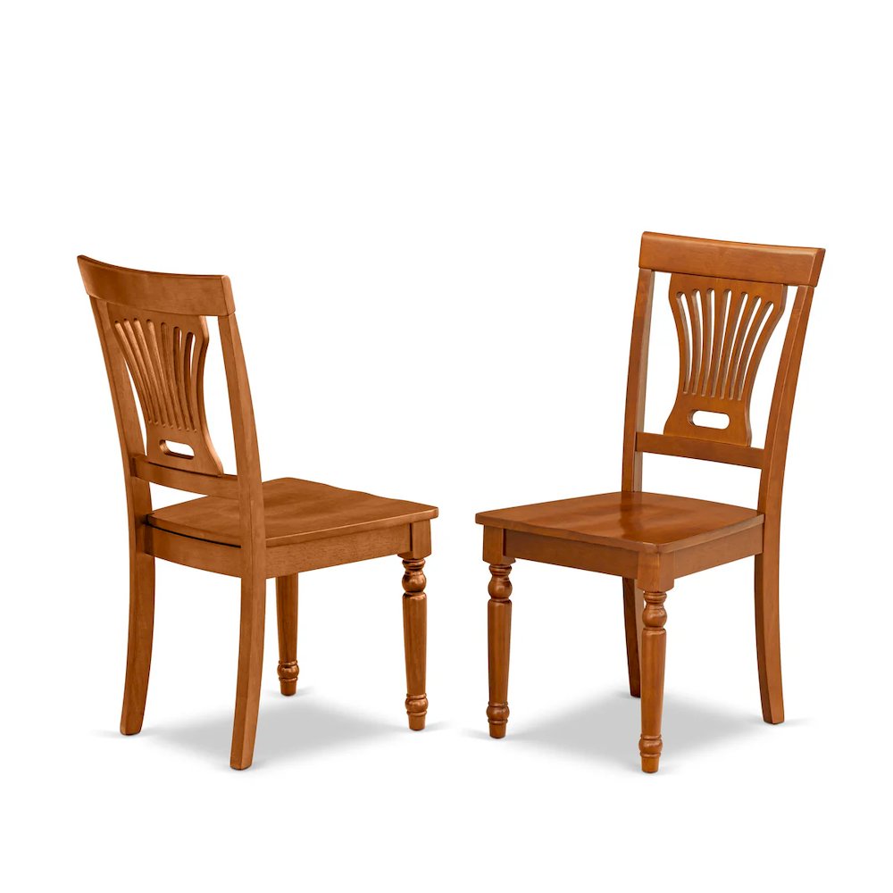 Plainville Kitchen Dining Chair with Wood Seat - Saddle Brown Finish, Set of 2. Picture 1