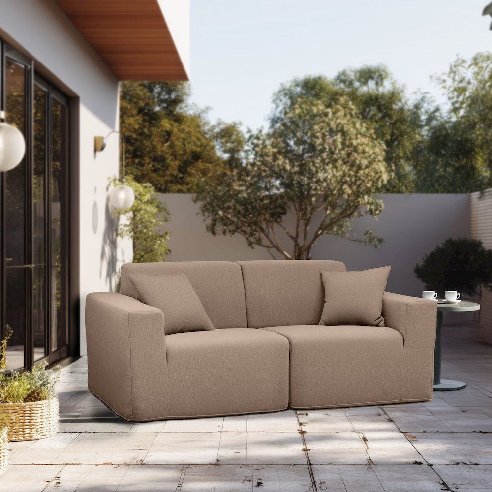 2 Place Seating Brown Outdoor Compressed Foam Sectional Sofas. Picture 2