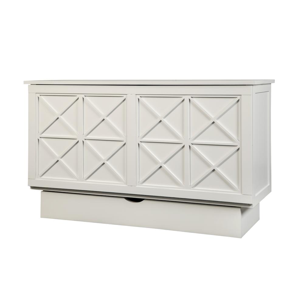 Queen Cabinet Bed White Finish Free Standing Guest Bed Useable Top Surface. Picture 1