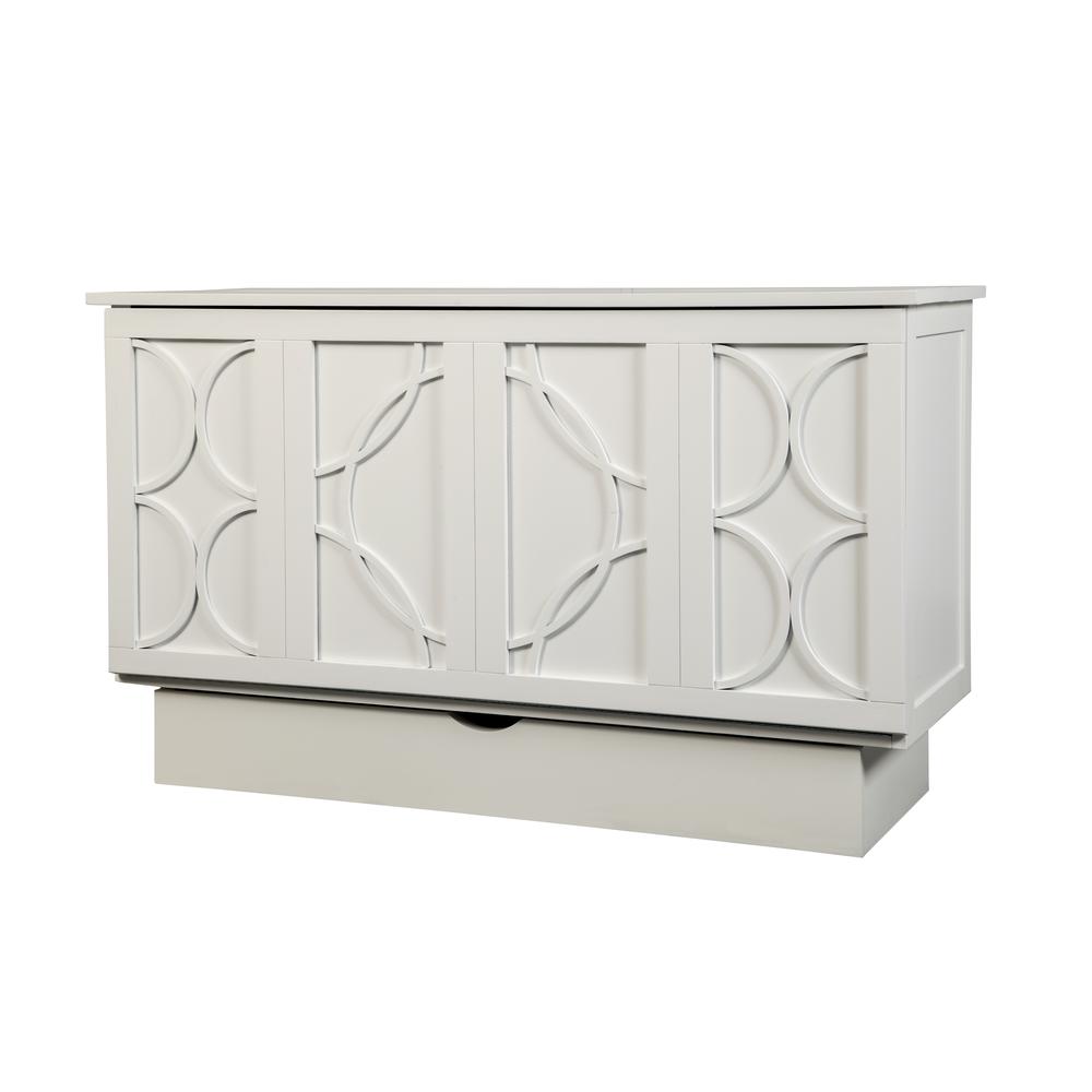 Queen Cabinet Bed White Finish Free Standing Sleeper with Useable Top Surface. Picture 1