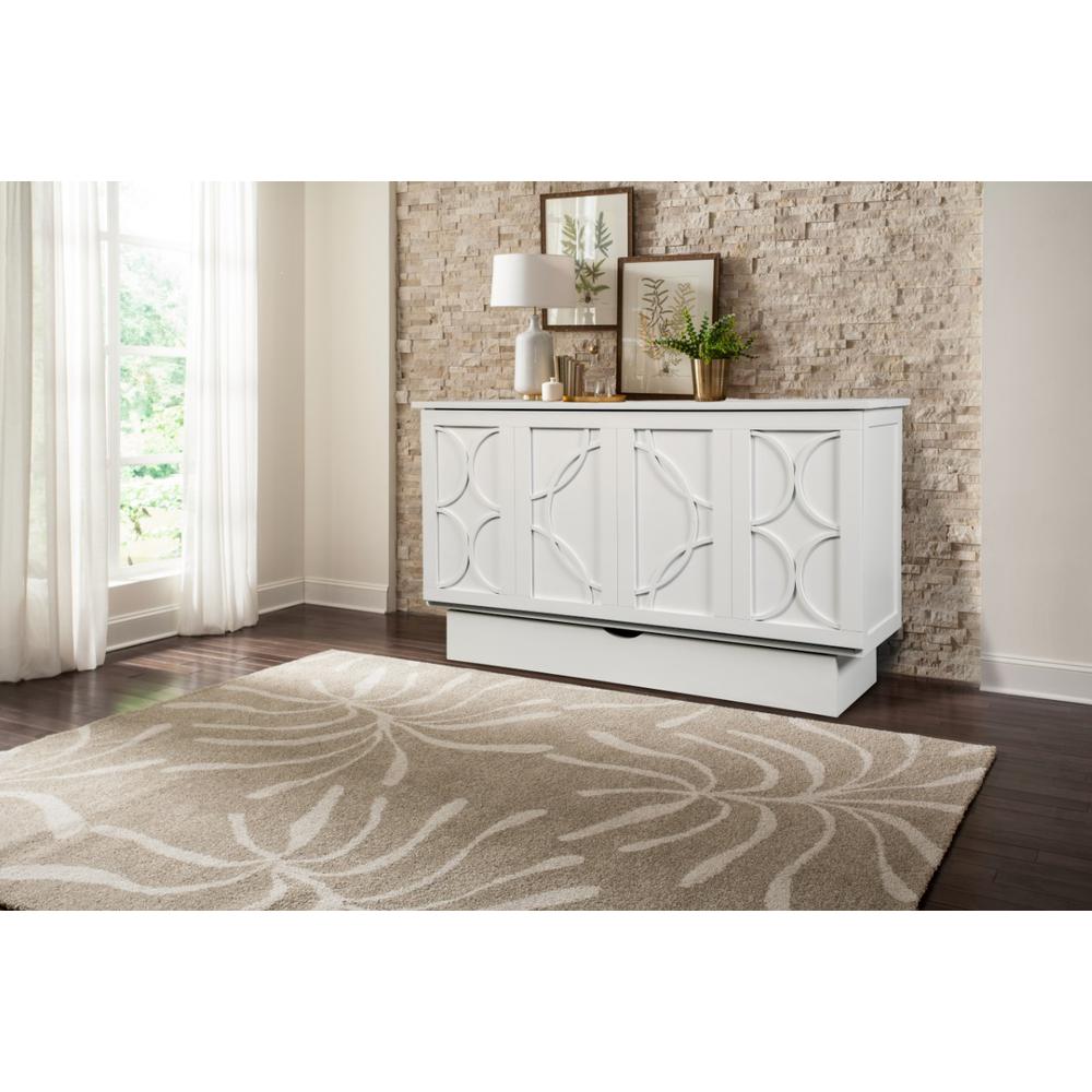 Queen Cabinet Bed White Finish Free Standing Sleeper with Useable Top Surface. Picture 2