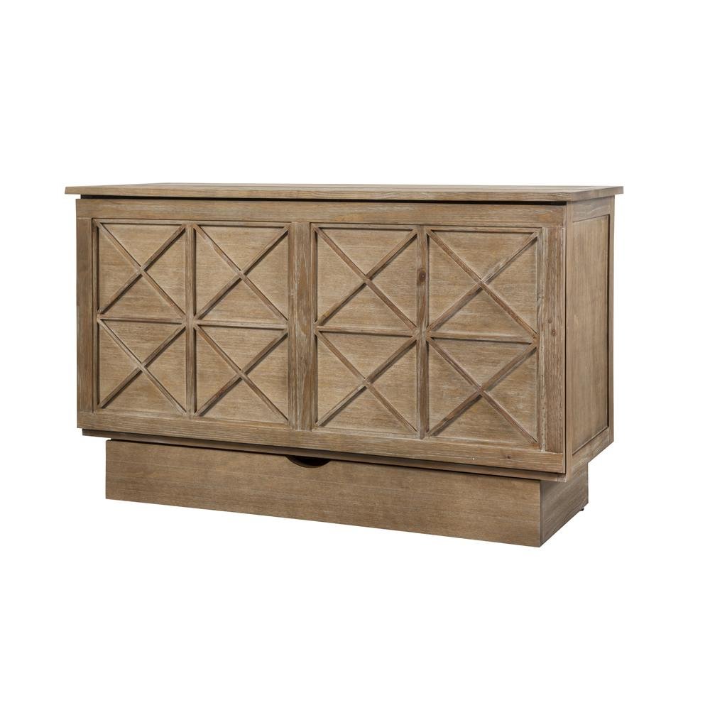 Queen Wood Cabinet Bed Light Ash Finish - Space-Saving Wall Mount Sleep Solution. Picture 1
