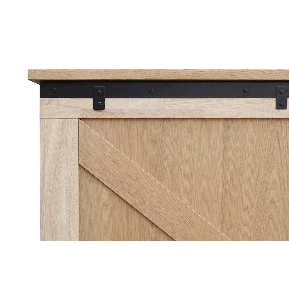Queen Wood Cabinet Bed White Oak Finish with Metal Drawer Glides and Storage. Picture 5