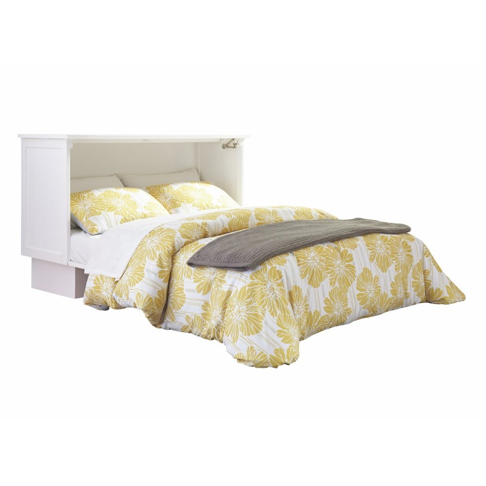 White Queen Wood Cabinet Bed with Compact Design and Usable Top Surface. Picture 5