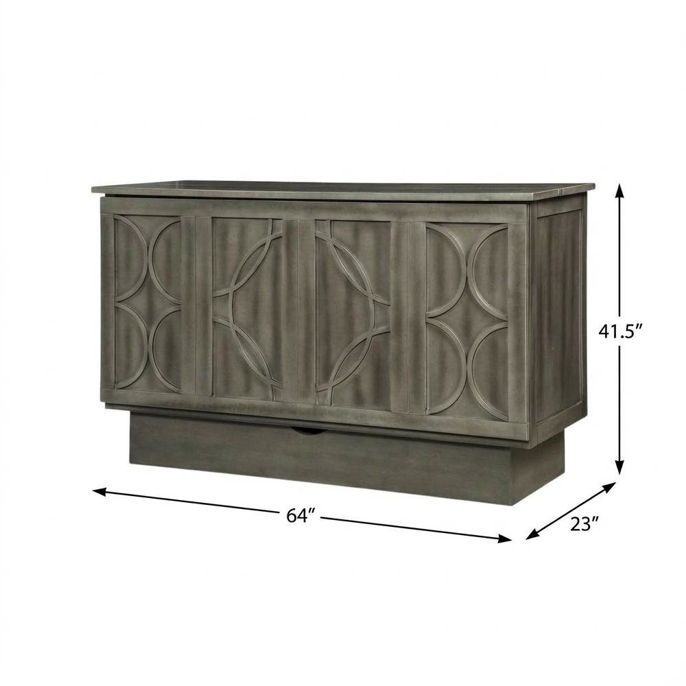 Modern Gray Queen Cabinet Bed Wood Frame with Free Standing Design, Usable Top. Picture 6