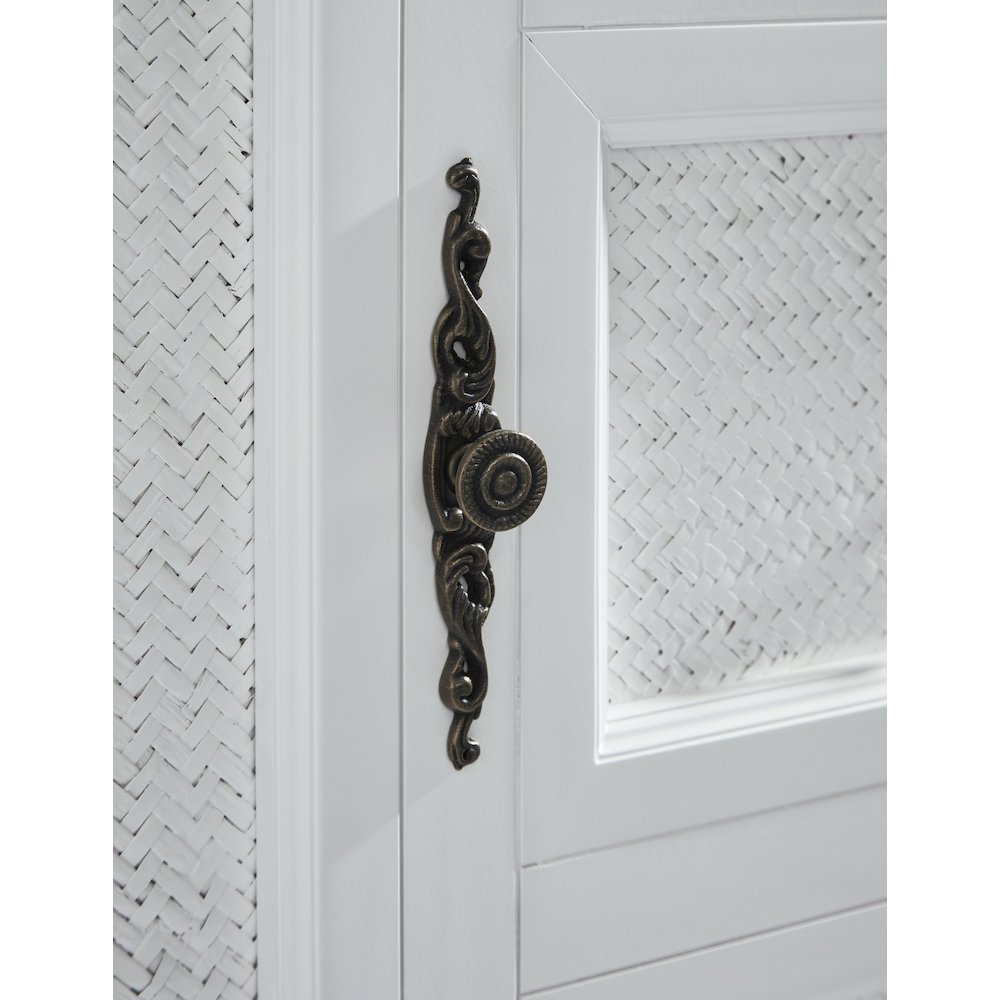White Queen Cabinet Bed, Integrated USB Port,Wicker Detail Premium Guest Sleeper. Picture 7