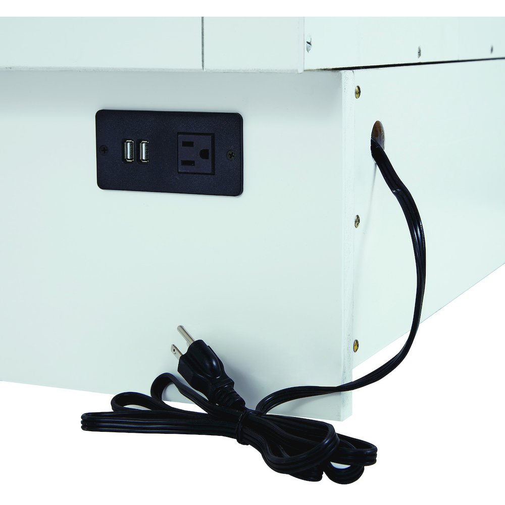 White Queen Cabinet Bed, Integrated USB Port,Wicker Detail Premium Guest Sleeper. Picture 9