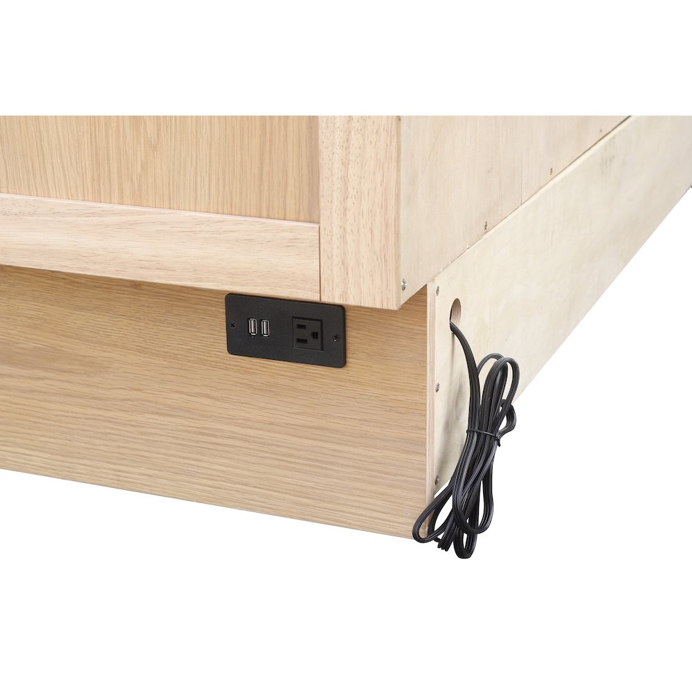 Farmhouse Style Queen Cabinet Bed in White Oak Finish Rustic Compact Sleeper. Picture 6
